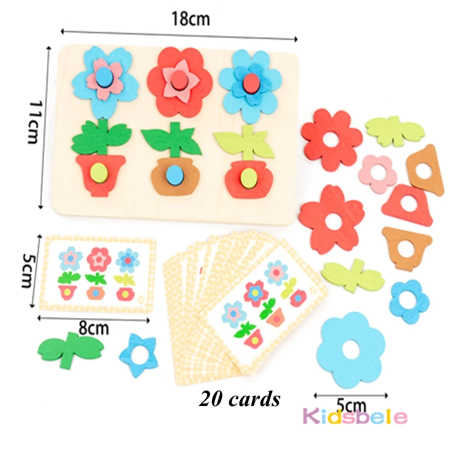 Holzblumen-Sortierbrettspiel für Kleinkinder, geometrische Form, Farbe, Stapelsteine, Montessori-Puzzle, Spielzeug, Geburtstag, Weihnachten, Geschenk