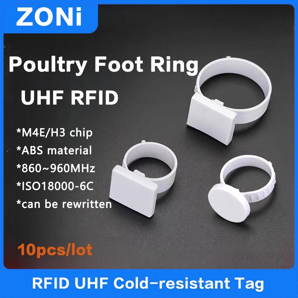 

10 штук RFID UHF ожерелий для конечностей животных, ожерелья для конечностей кур, уток, гусей и голубей, птичьи электронные теги для отслеживания происхождения при разведении птиц