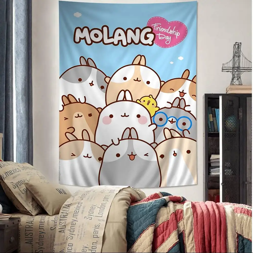 Cute white M-MolangS rabbit Printed Large Wall Tapestry Indian Buddha Wall Decoration Witchcraft Bohemian Hippie Wall Art Decor