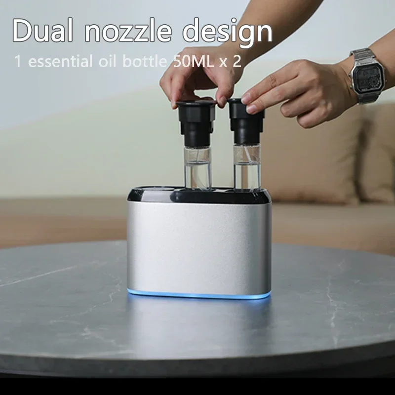 Dual Nozzle Aroma Diffuser Bluetooth Electric Perfume Oil Diffuser Rechargeable Scent Air Machine Waterless Nebulizer Diffuser