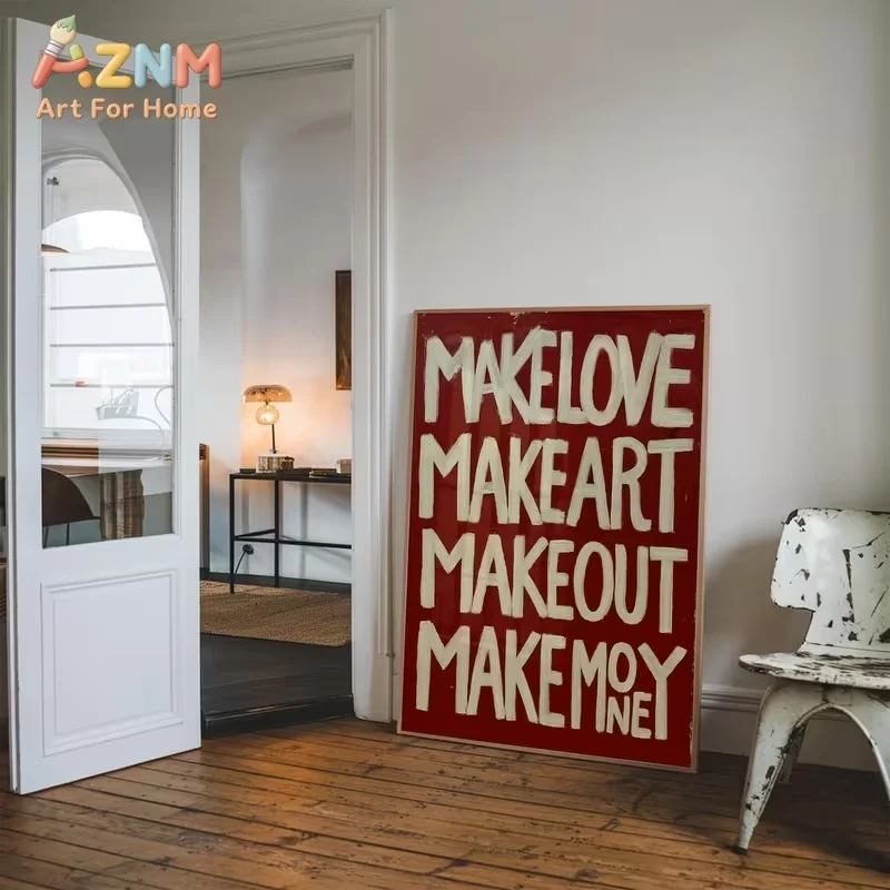 Modern,Retro Self Made Love Kisses Me Quotes Wall Art Print Canvas Painting Poster Picture For Living Room,Bedroom Home Decor