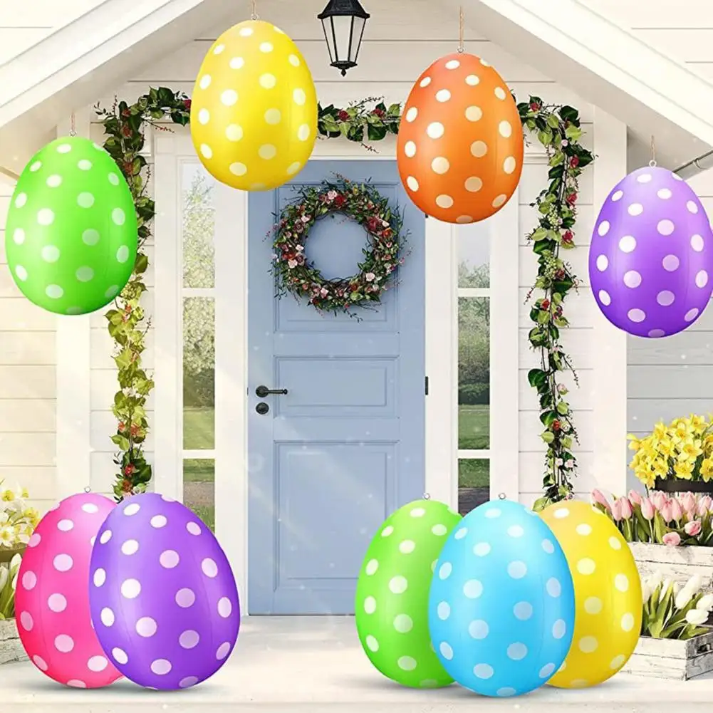 24 Inch Easter Inflatable Egg Ornament Large Size Egg balloons For Yard Garden Party Festive Decorations Outdoor Garden Pendant