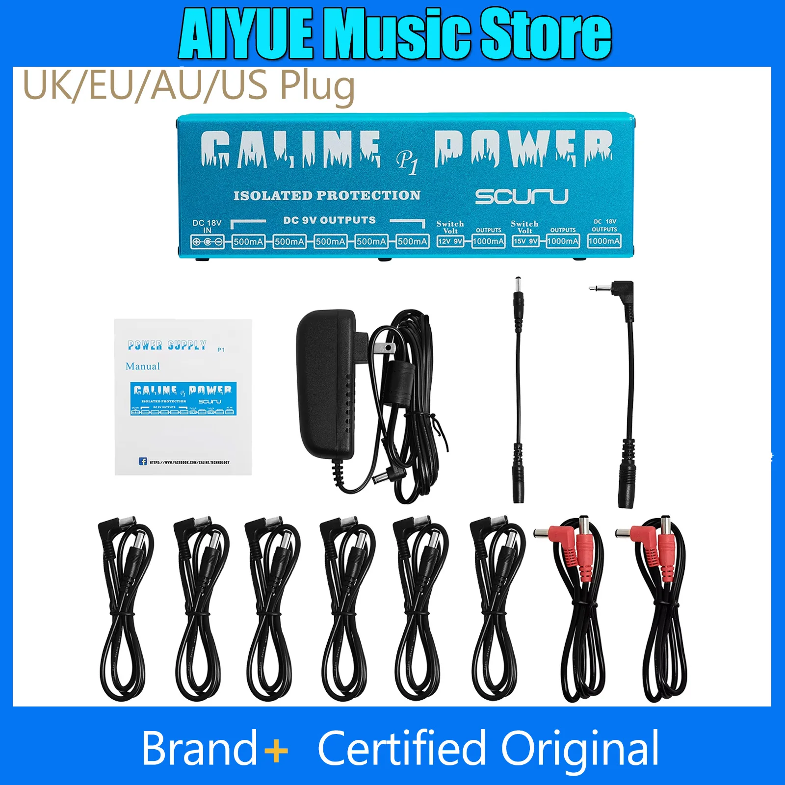 

Блок питания для гитарной педали Caline 18 В, 2 А, 36 Вт, педаль эффектов для гитары, 8 изолированных выходов, источник питания, профессиональные аксессуары для гитары