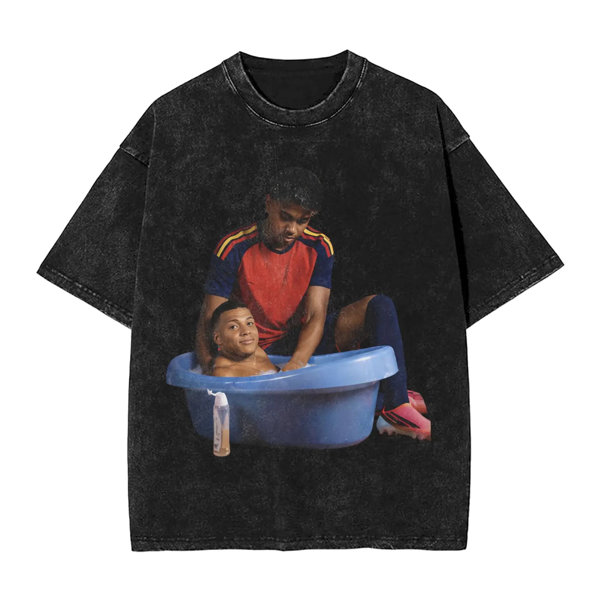 km & Yamals Take a Bath Outfit Washed T Shirt Men Women Streetwear Hip Hop T-Shirts Summer  Tees Tops Cotton