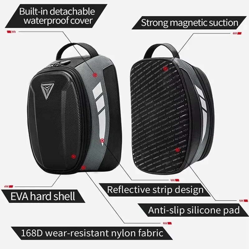 Universal Motorcycle Tank Bag Magnetic Motorbike Rear Seat Bag Men Backpack Reflective Waterproof 4.5L Luggage Moto Equipment