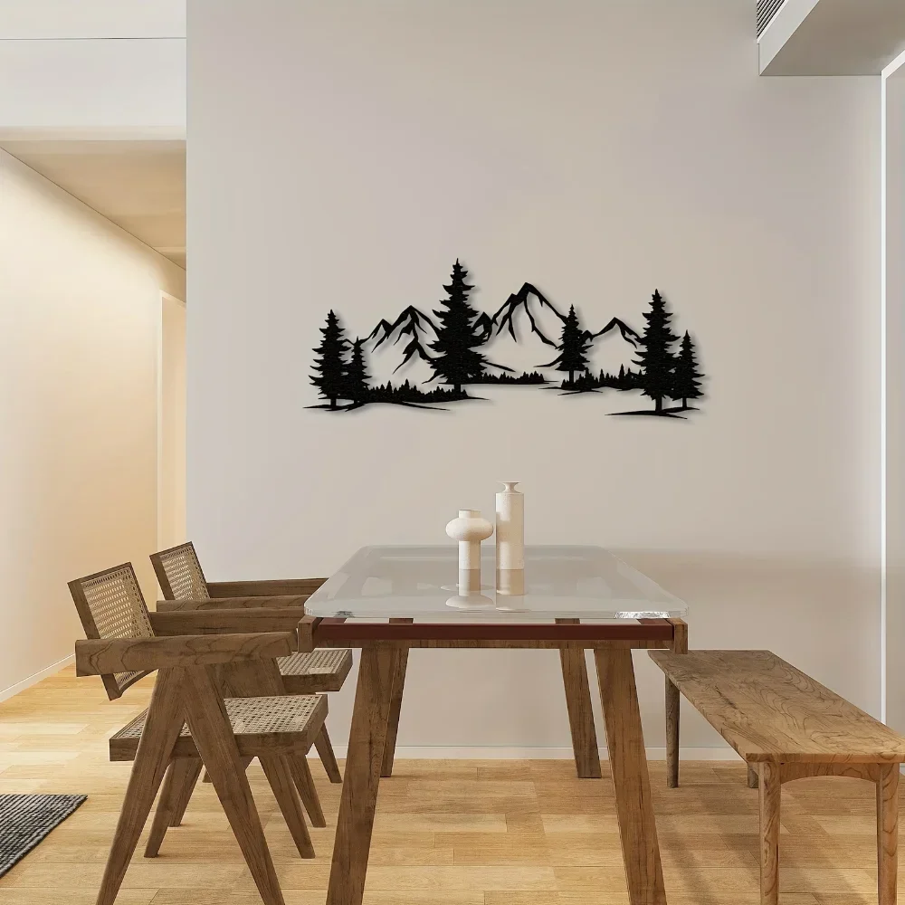Unique Rustic Metal Wall Art Featuring Forest And Mountain Scene Perfect For Enhancing Any Kids Room Or Farmhouse Decor