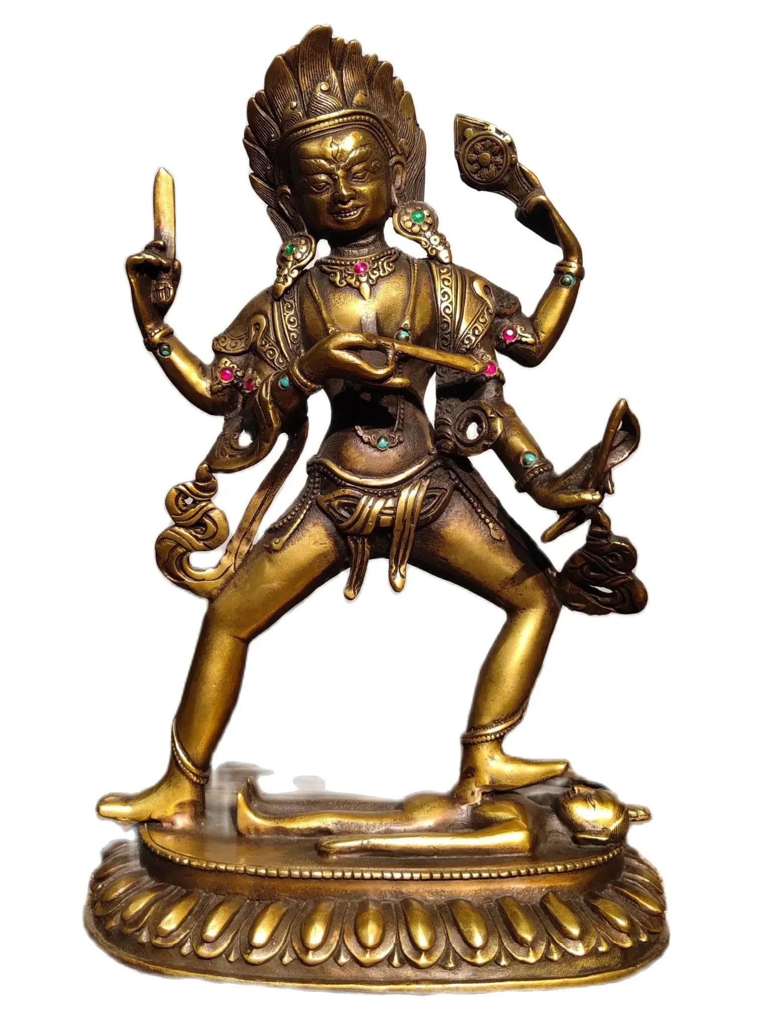 

18th-20th Century Oriental Antique Artwork,Old Bronze Twenty one Tara Tibetan Buddha Sculpture,Height 27CM,Long 18CM