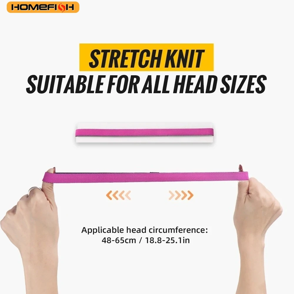 HOMEFISH 2PCS Sport Headband Anti-slip Cycling Hairband Elastic Silicone Headband for Fitness Gym Outdoor Women Men Lightweight