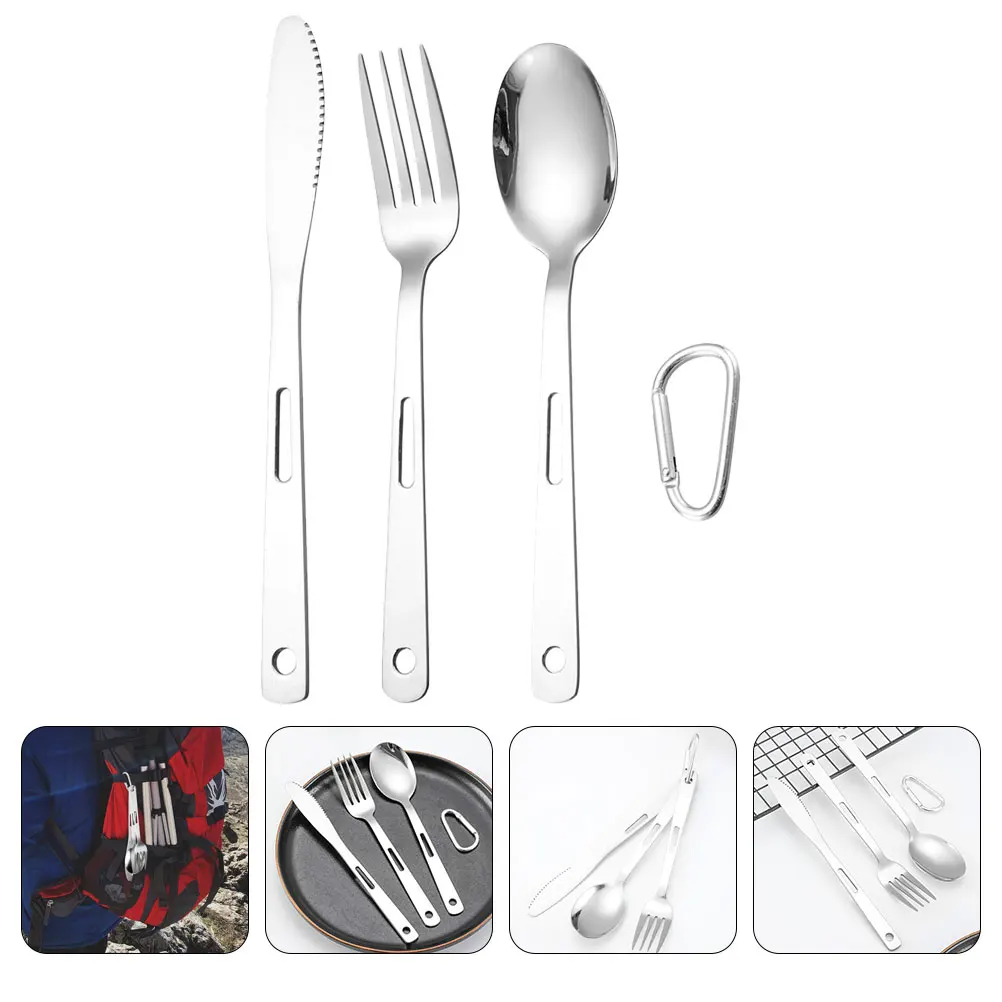 

Camping Cutlery Stainless Steel Flatware Set Reusable Tableware For Home Restaurant Outdoor Dining Kitchen Essentials
