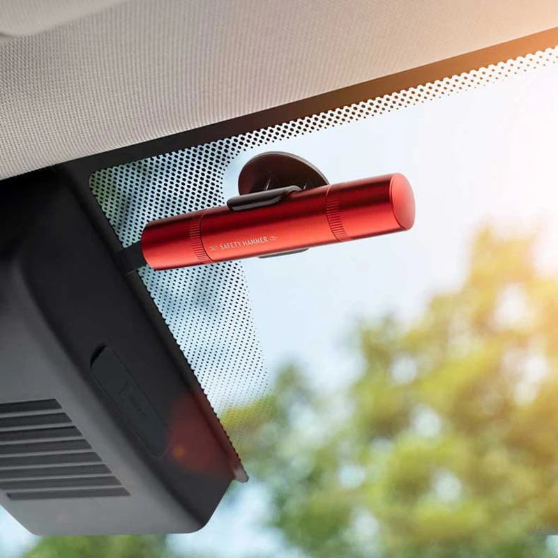 2-in-1 Car Safety Hammer Emergency Window Breaker Seat Belt Cutter Escape Rescue Tool Compact Glass Shatter Device Car Accessory
