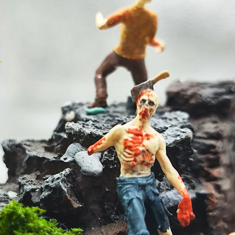 ฟิกเกอร์รูปจำลอง9ชิ้นถูกทาสี1/64รูปผีดิบ Leon diorama อุปกรณ์ประกอบฉากสร้างสรรค์