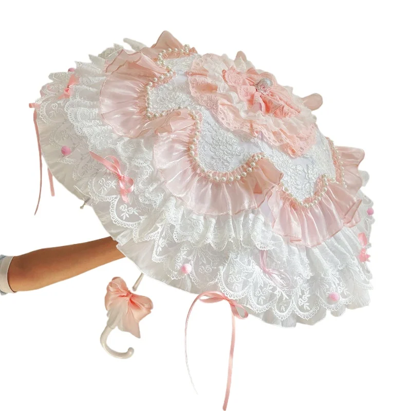 Lolita lace umbrella cherry blossom tree pink wedding tea party shooting finished product lo umbrella material package