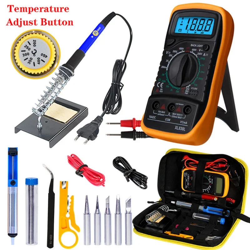 Electric soldering iron multimeter set Digital display soldering iron kit 80/60W cloth bag set 110V/220V