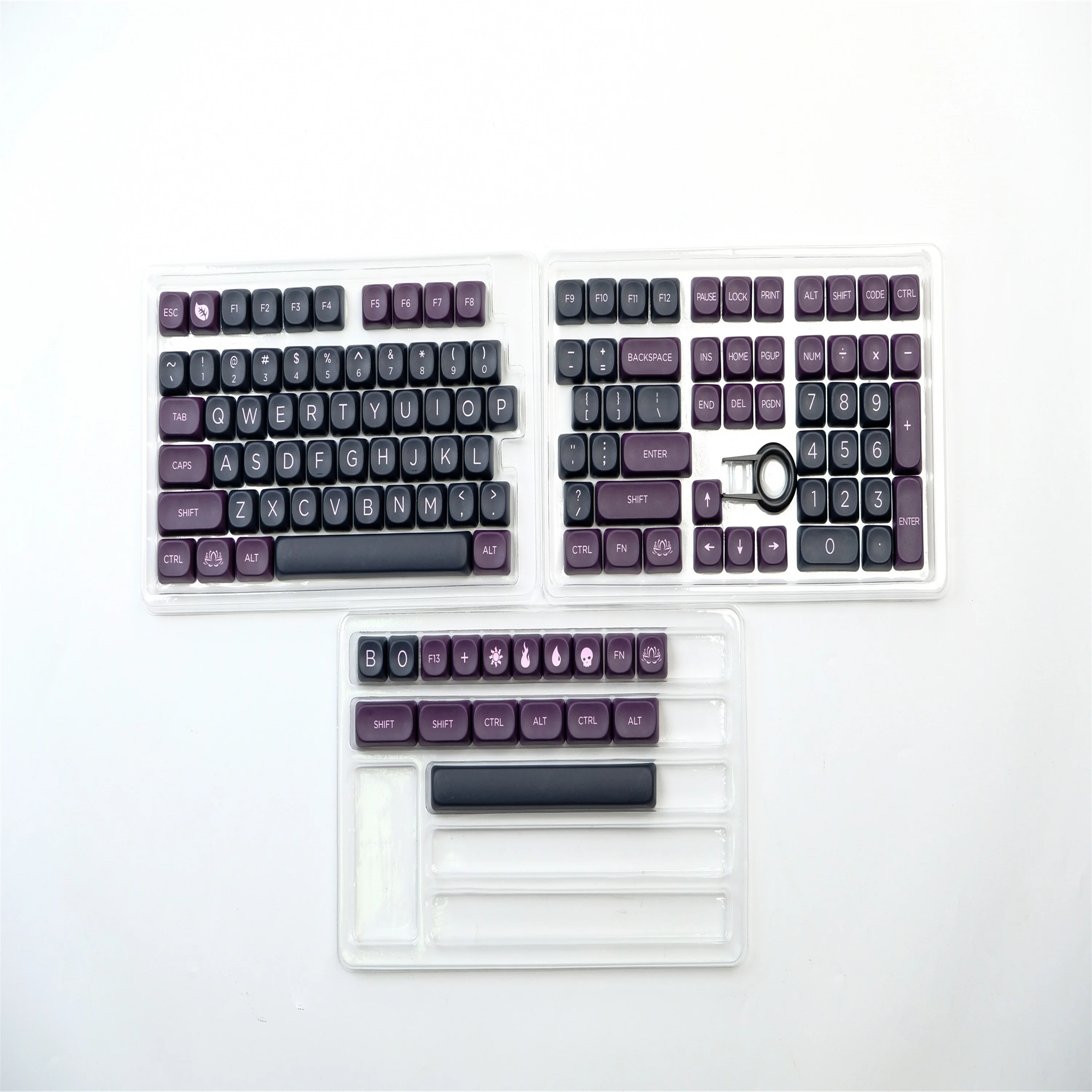 GMK-tecla negra Lotus, teclas PBT de 126 teclas, perfil MOA DYE-SUB, teclas personalizadas para teclado mecánico