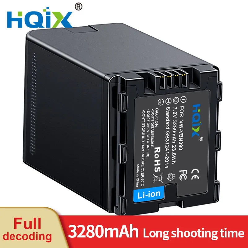 HQIX for Panasoinc HC-X900MGK X920M HDC-TM900 HS900 SD800 SD900 Camera VW-VBN390 Charger Battery