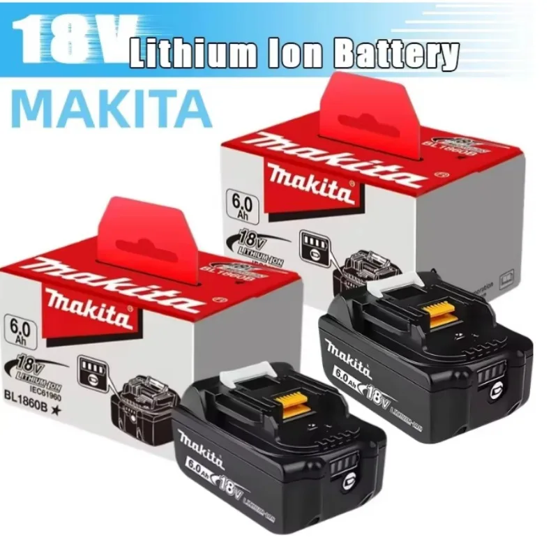 100% originele Makita 18V 6.0Ah oplaadbare accu, Makita BL1840B BL1850 BL1850B accu geschikt voor DTW700 - afbeelding 2