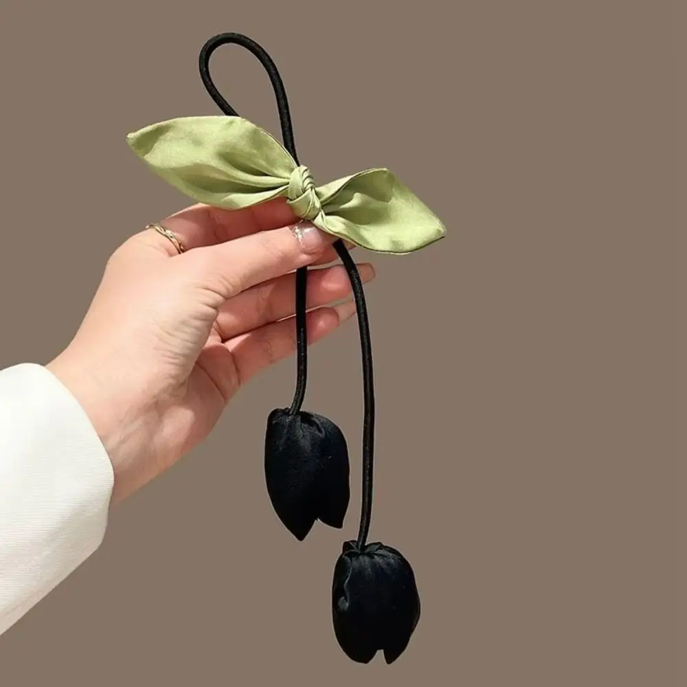 Fashion Tassels Tulip Hair Rope Cloth Korean Style Flower Hair Ring Hair Accessories Headdress Elastic Hair Band Women