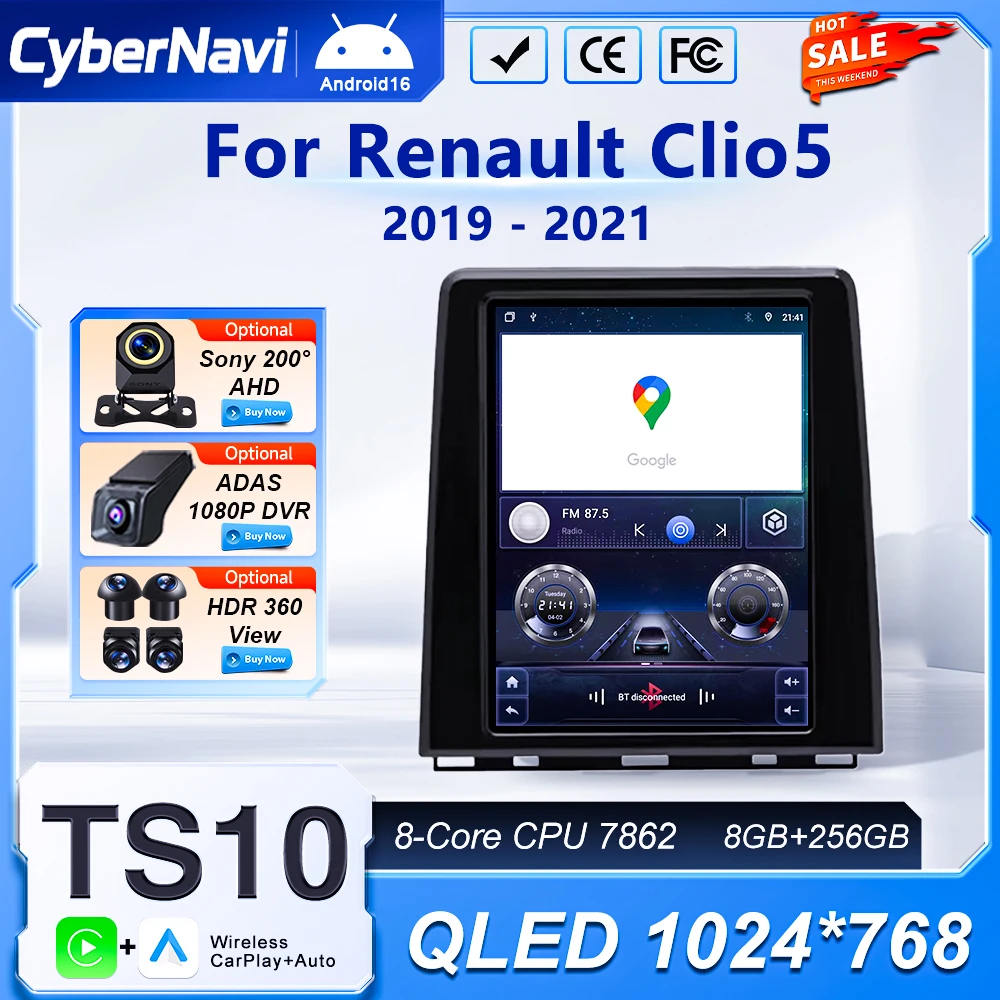 

Автомагнитола Android Auto с CarPlay, GPS-навигацией для Renault Clio 5 (2019-2021), стереоэкран, Bluetooth, мультимедийный плеер, 5G