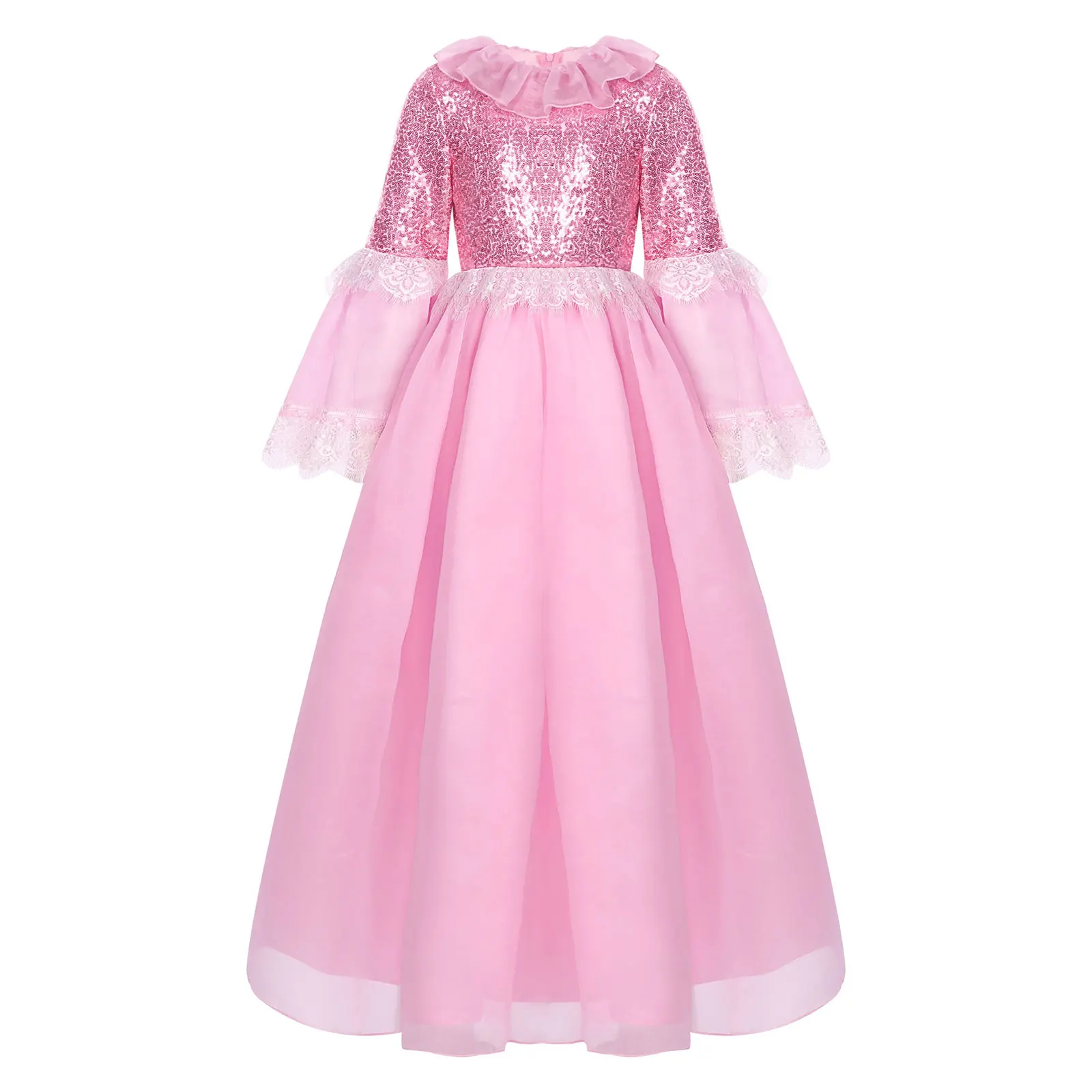 Flower Girls Dress Princess Sequin Lace Gown Wedding Dress for Birthday Party Photography Prom Theme Parties Carnival Clothing