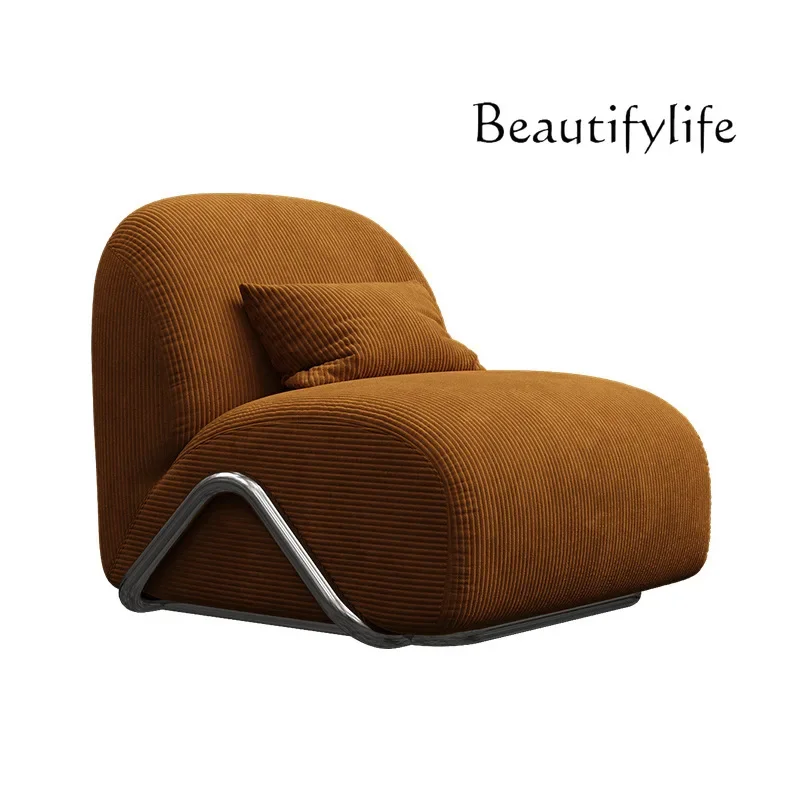 Medieval leisure chair designer recliner balcony living room black and white striped fabric lazy single sofa