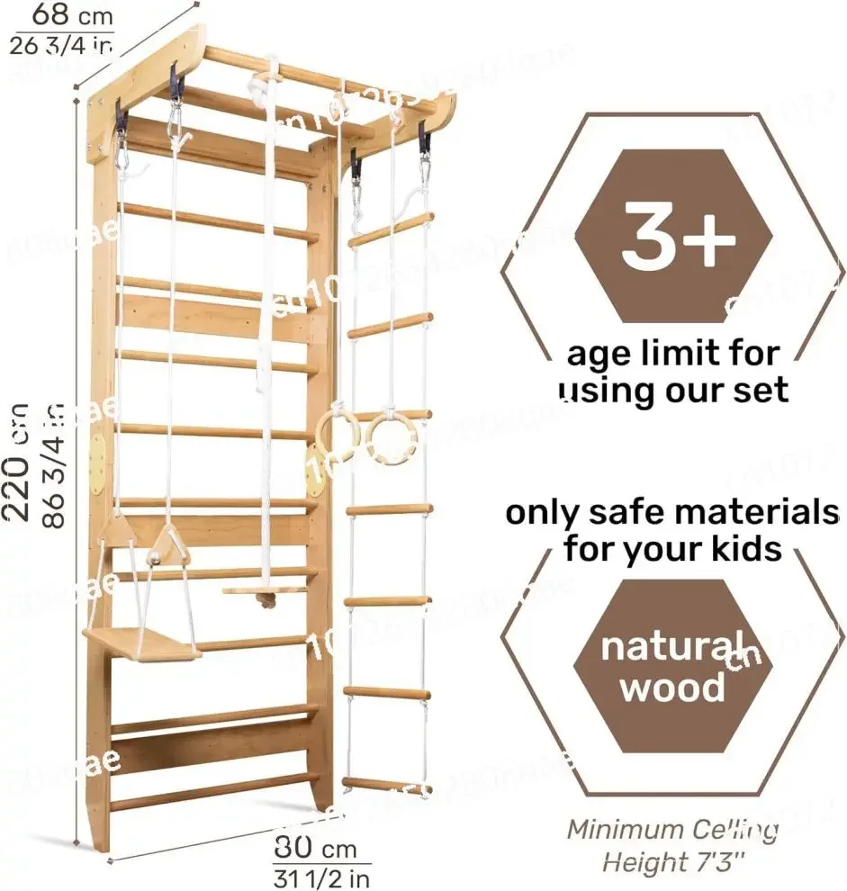 

Wall Climbing Frame - Multifunctional Set with Rock Wall & Rope Ladder