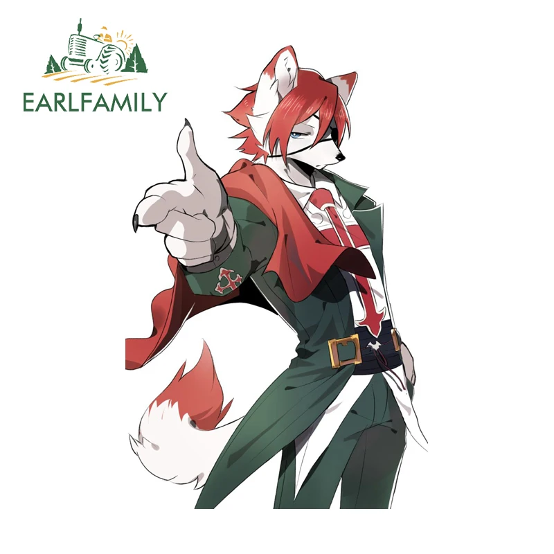 EARLFAMILY Furry Man Gentleman Car Stickers Eye-Catching Scooter Decals Occlusion Scratch Suitable for Auto Car Refrigerators