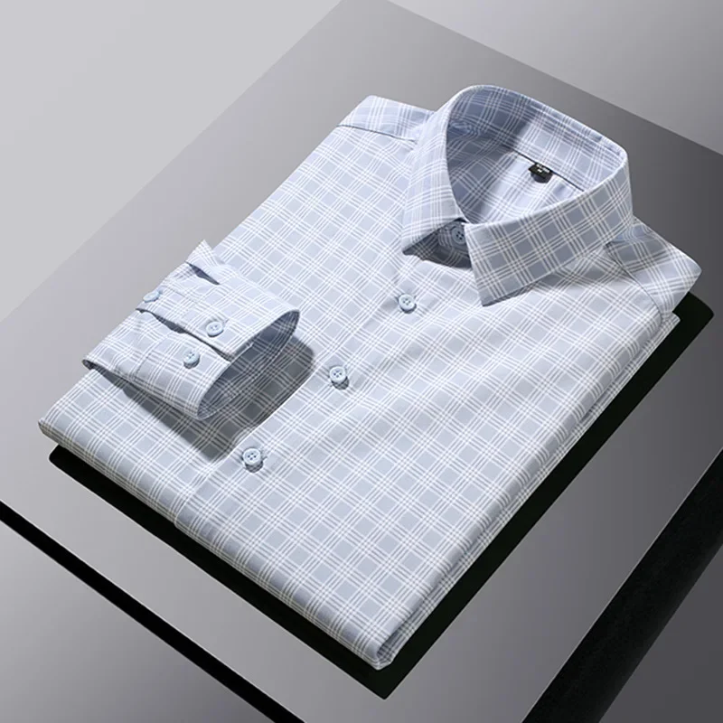 

High end men's pure cotton shirt, no ironing, business formal attire, executive work clothes, wrinkle resistant shirt