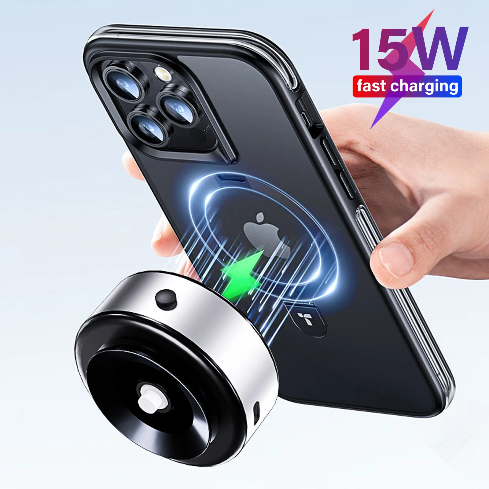 Caricabatteria da auto Wireless magnetico da 15W per iPhone 15 Pro Max supporto per telefono ad adsorbimento a tazza magnetica a doppia faccia