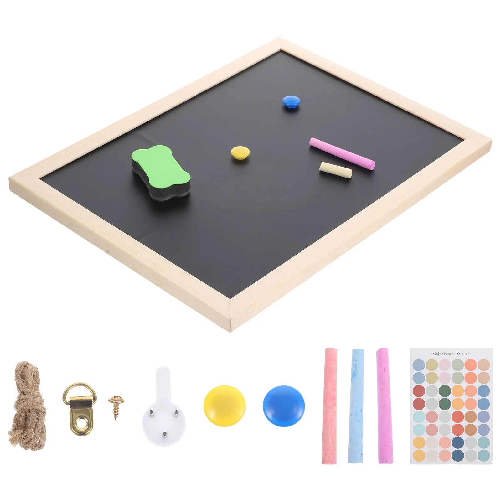 1Set Hanging Corkboard Rectangular Memo Pin Board Double Sided Writable Bulletin Board for Office Home Kitchen Dorm Room Decor