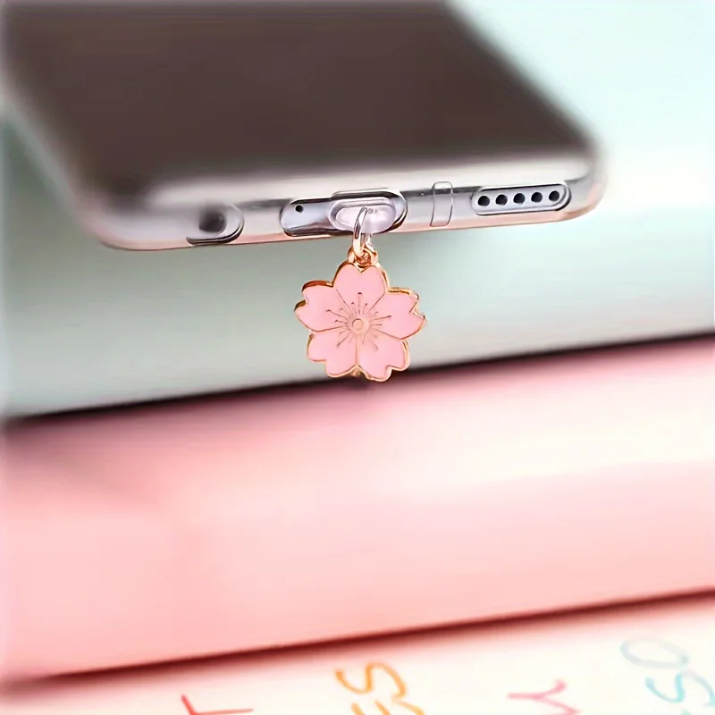 

Sakura Design Phone Dust Plug Pendant For Iphone For Samsung Type-c Interface Phone Decoration Phone Accessories Flower Gift