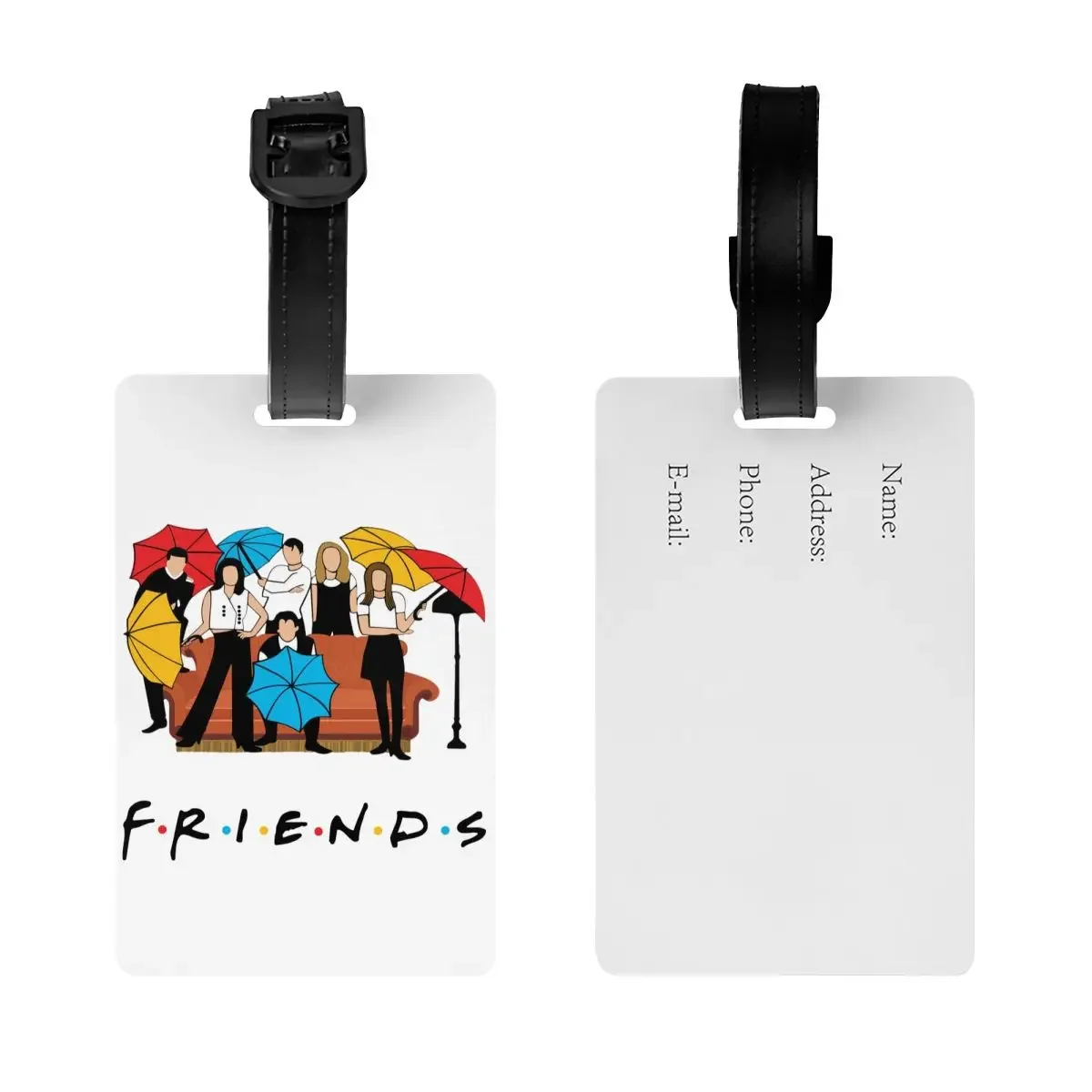 Étiquette de bagage personnalisée Friends TV Show avec carte de visite, couverture de confidentialité, étiquette d'identification pour sac de voyage, valise