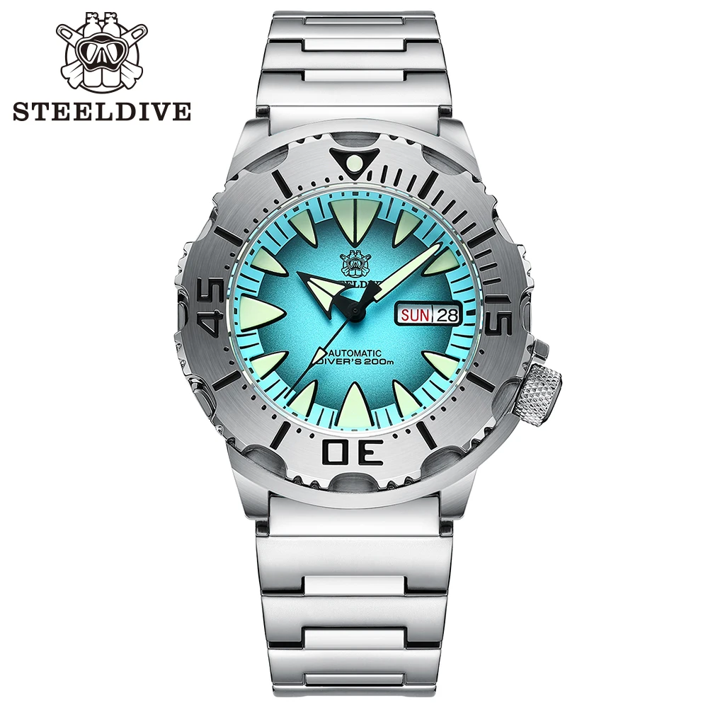 STEELDIVE SD1984 Steel Bracelet 42.2MM M onster 200M Waterproof NH36 Day Function Sapphire Glass Automatic Movement Steel Bezel