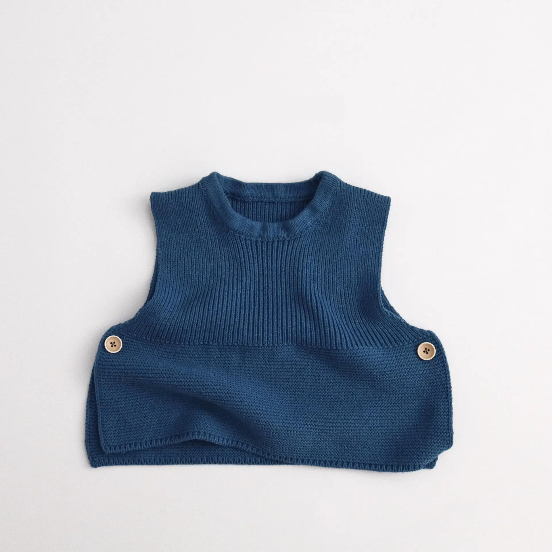 

2026 Spring New Children Sleeveless Knit Vest Boys Girls Cotton Knitted Cardigan Solid Baby Casual Sweater Kids Clothes