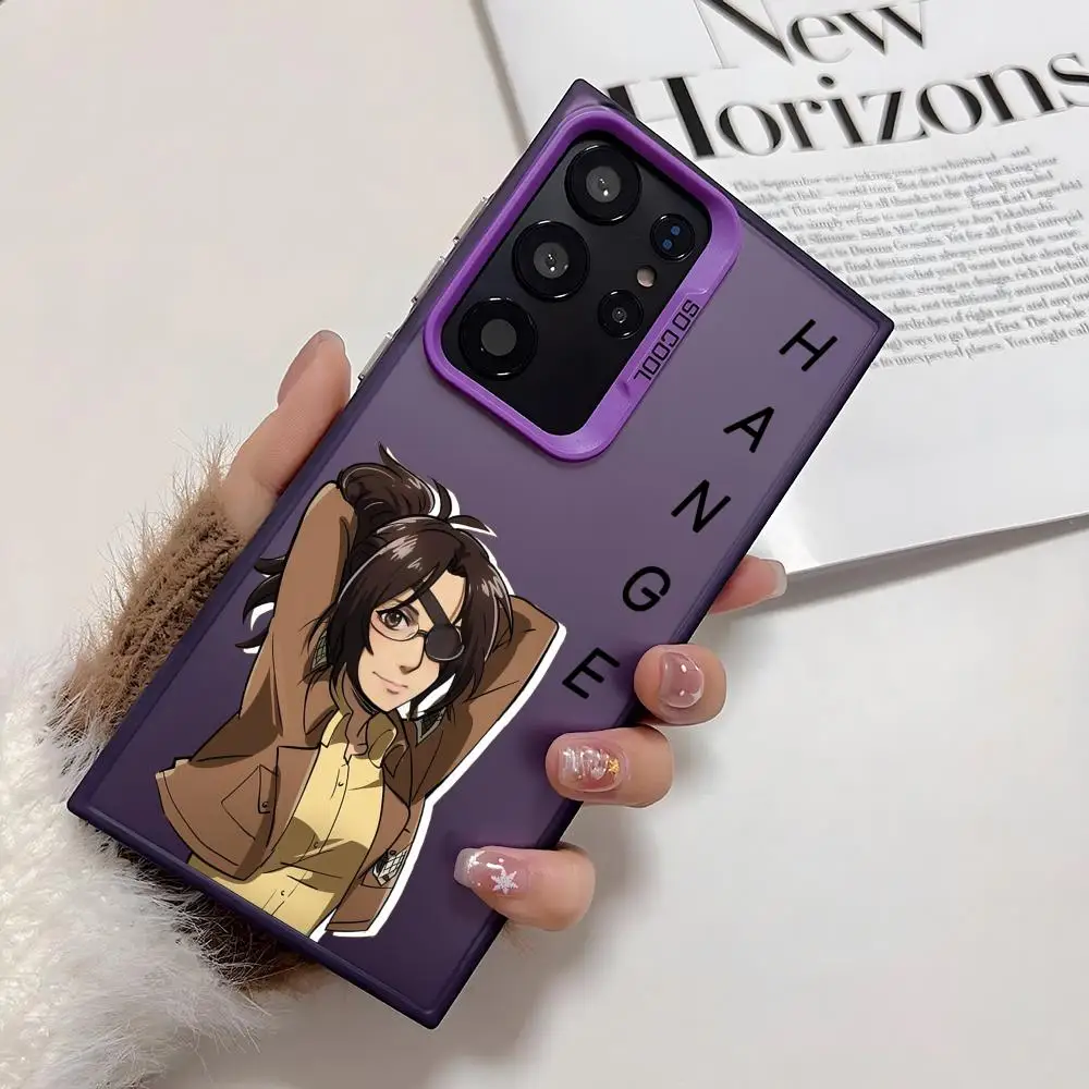 日本のアニメ「進撃の巨人」のスマホケース、Samsung Galaxy S25 Edge、S24、S23、S22、S21、S20 Ultra対応、シリコン製シルバーカバー