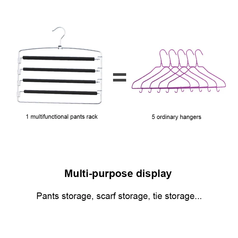 Multi-Layer Movable Space Saver Hanger, Prateleiras Organizador, Cabide do Armário, Rack, Pant, Função Roupas, Aço Inoxidável