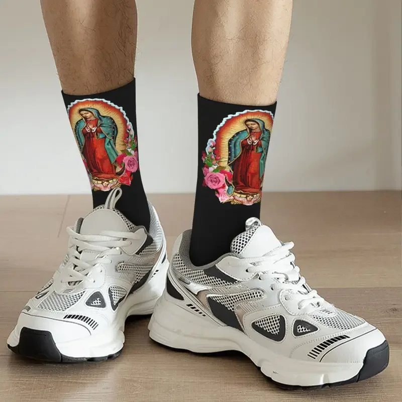 Winter Warm Hip-hop Unisex Our Lady Of Guadalupe Socks Virgin Mary Catholic Sweat Absorbing Basketball Socks