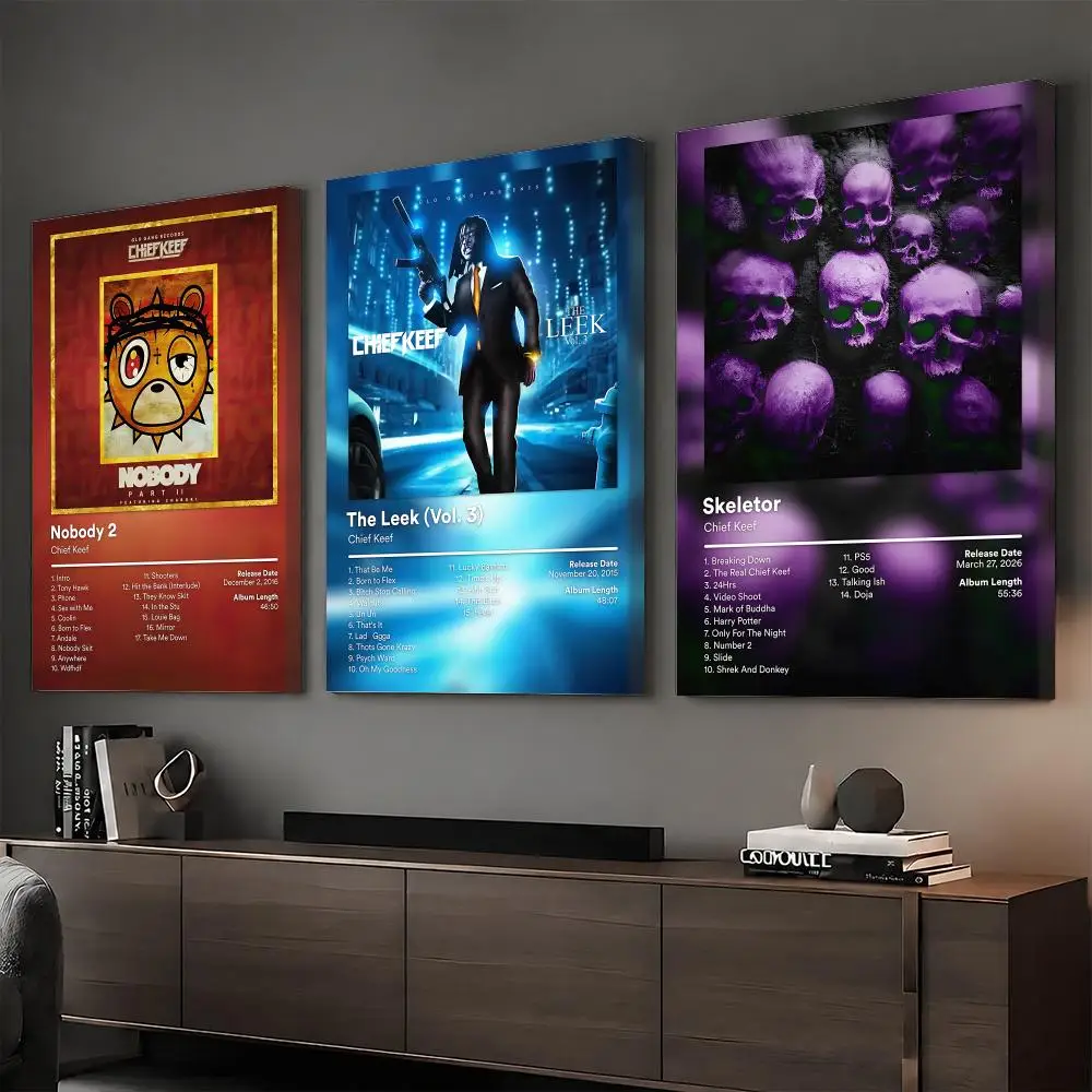 C-Chief Keef Rapper Album Painting Calligraphy HD Modern Style Inner Frame Canvas Poster Bedroom Room Hallway Wall Art Decor