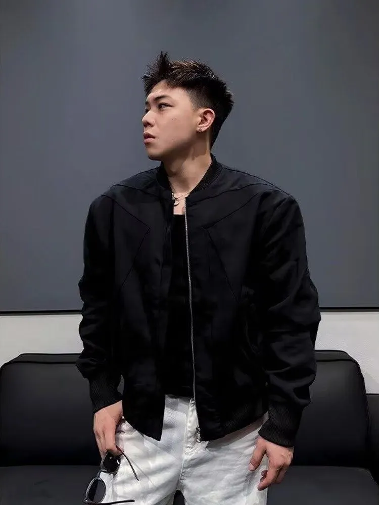 

American Sle Hard Red Pilot Jaet Men's ort Coat Autumn High Sensation Cool Baseball orm Loose Fit Zipper Closure