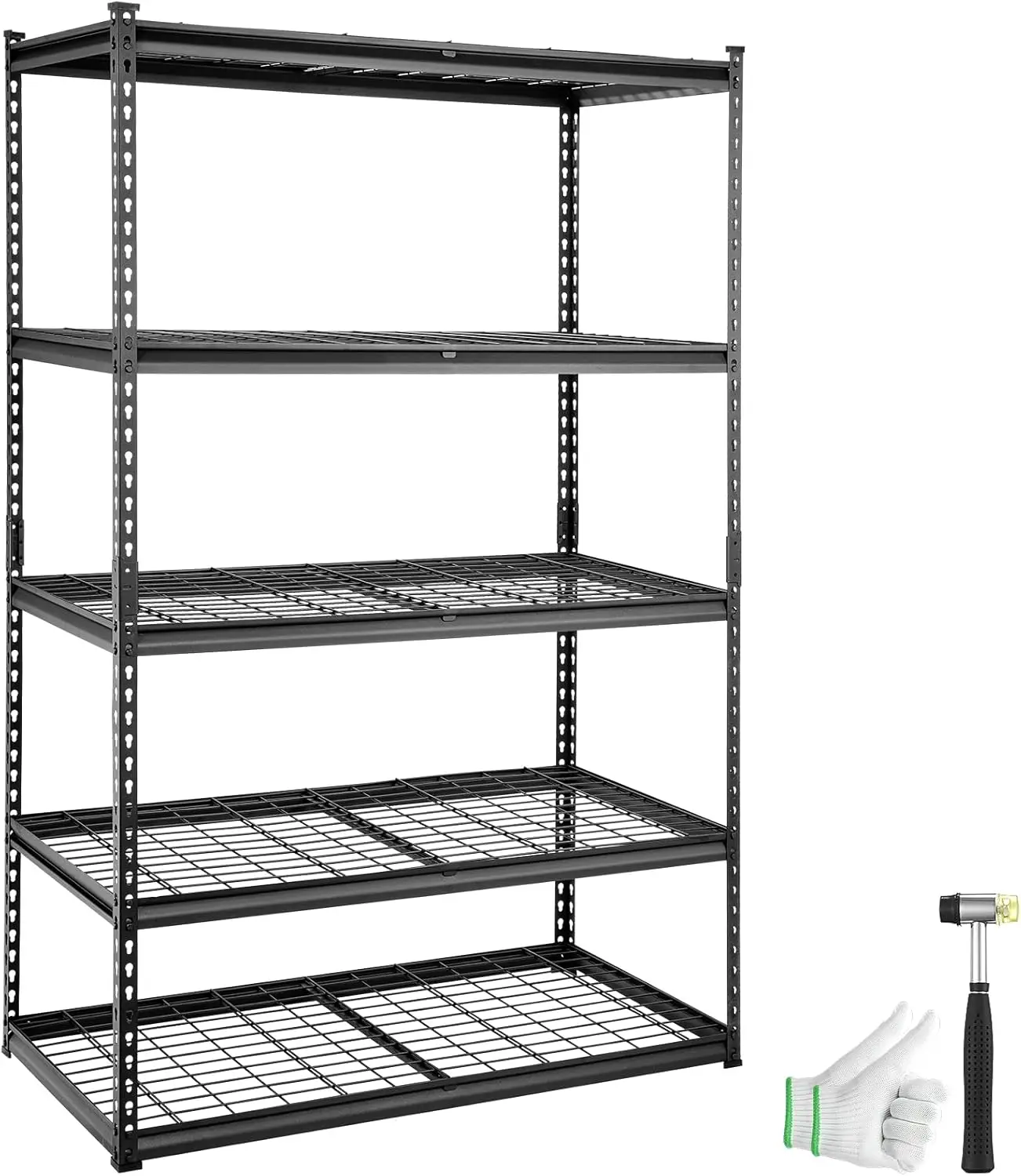 

Storage Shelving Unit, 5-Tier Adjustable, 2000 Lbs Capacity, Heavy Duty Garage Shelves Metal Organizer Wire Ra, Bla, 48"" L X