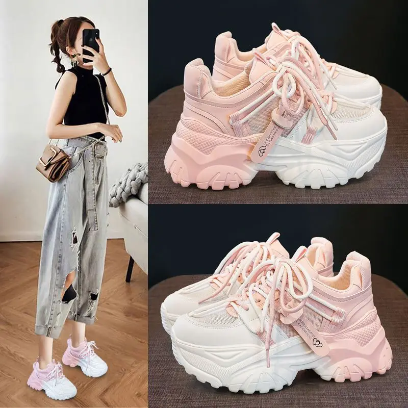 Women's Shoes Casual Shoes Spring Sneakers Platform Woman-shoes Tennis Female Fashion Thick Sole 2024 Roses Trainers Increased I