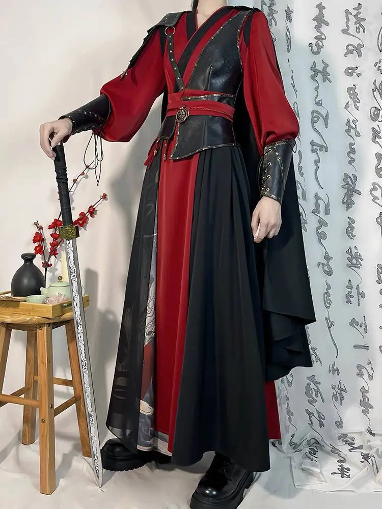

New Hanfu Women Improve Crossed Collars Ancient Style Fiesta Carnival Halloween Cos Cosplay Red And Black Wuxia Style