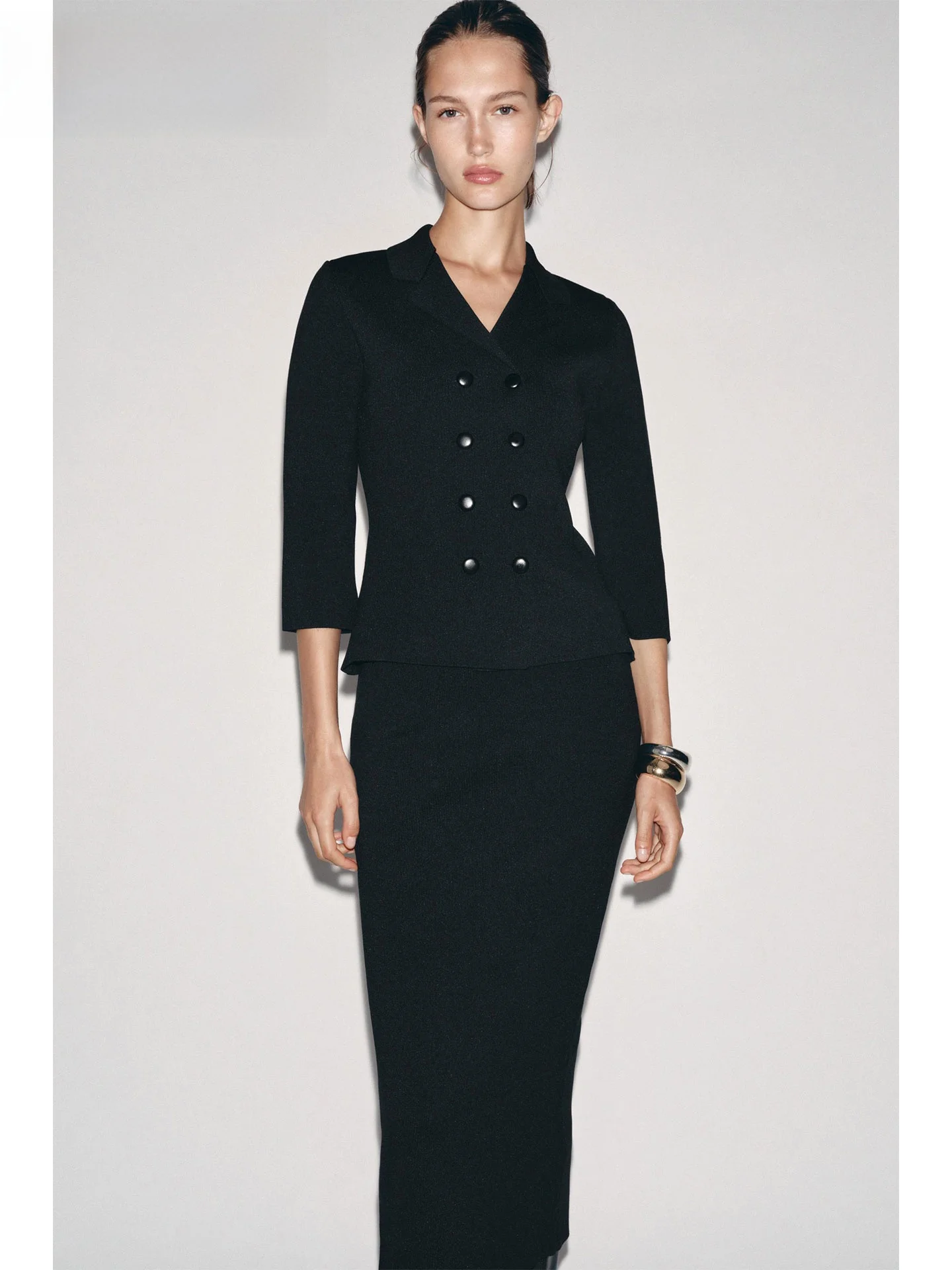 

ZAPRHA вязаный открытый кардиган женский Slim Fit Seven Sve двубортное пальто с воротником повседневное однотонное осеннее новое поступление...