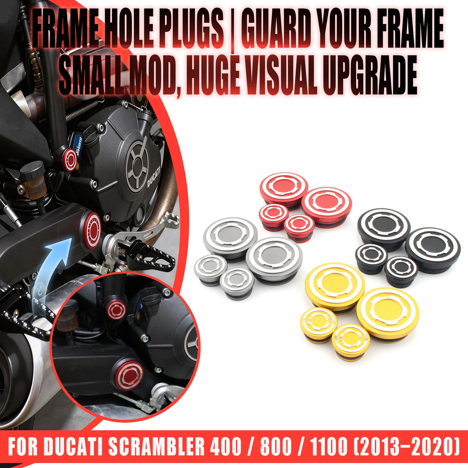 Motorcycle Decorative Frame Hole Caps Cover Sturdy Aluminum Alloy Body Frame Accessory For Ducati Scrambler 400 800 1100