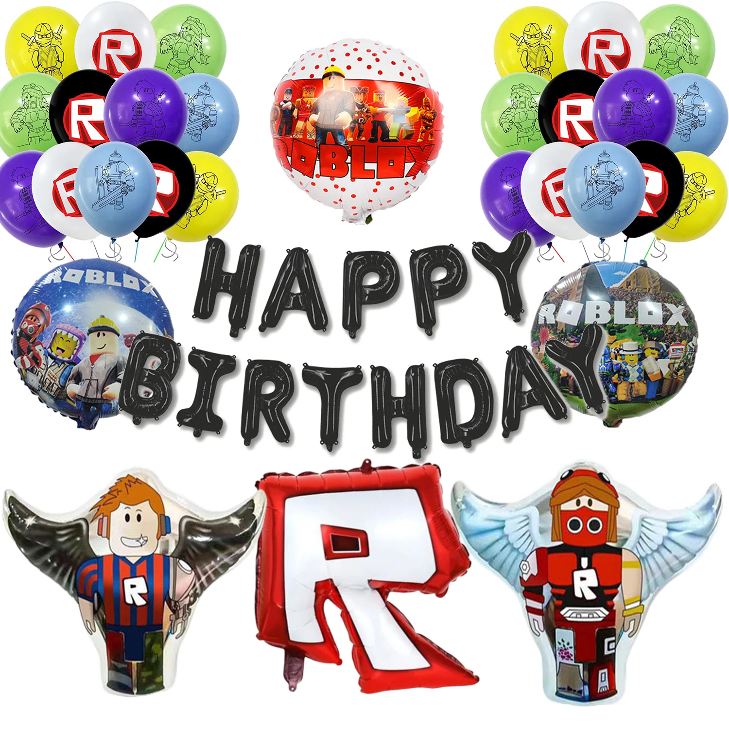 Roblox Balon Pesta Ulang Tahun Set Balon Film Aluminium Lateks Baby Shower untuk Hadiah Perlengkapan Dekorasi Pesta Ulang Tahun Anak-anak