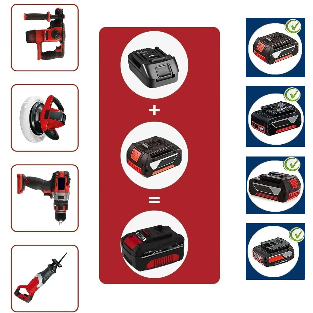 Adaptador de Bateria para Ferramentas Bosch para Ferramentas Einhell, Conversor de Bateria Li-ion Bosch 18V GBA para Furadeira de Ferramentas Elétricas Einhell 18V