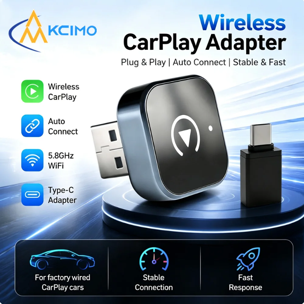 2-in-1 Smart AI Box Wireless CarPlay Android Auto Dongle Plug & Play For Vehicles With Original Factory Wired CarPlay System