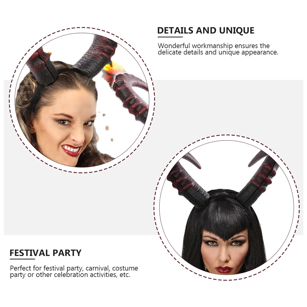 Devil's Horn Headband Attractive Headdress Unique Hair Hoop Makeup Costume Props Durable Material Pu Carnival Celebration