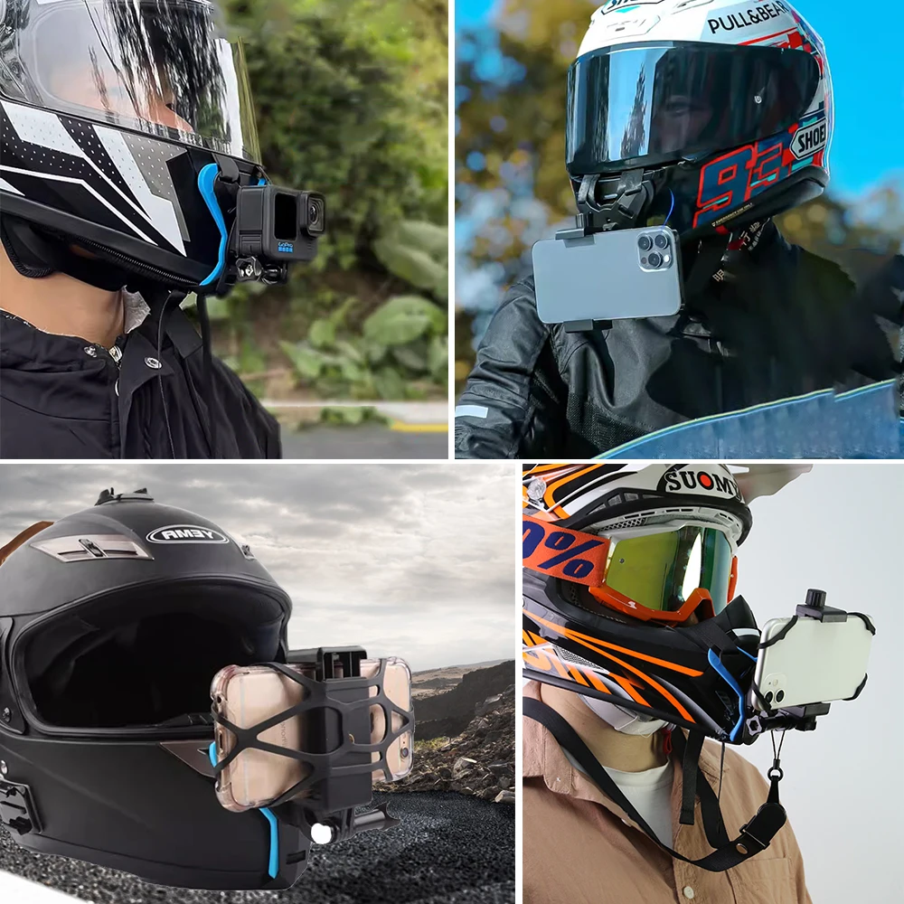 Universal Helmet Mount for Cell Phones and Sports Cameras Gopro12 11 10 9 8 7 Insta360 X3 X4 SJCAM Sports Camera Accessory Kit