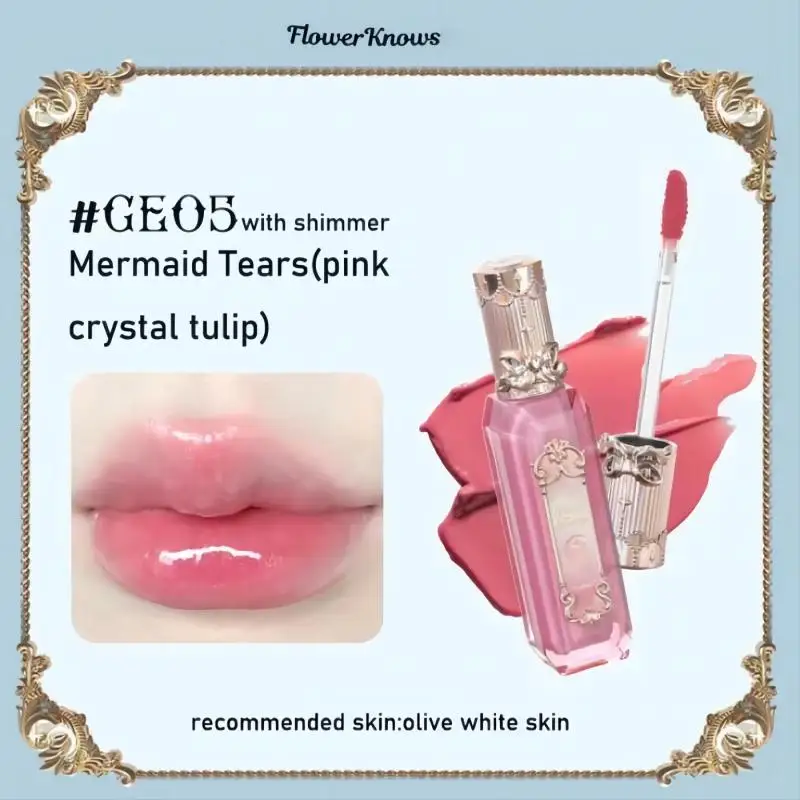 

Flower Knows Lip Glaze Moonlight Mermaid Series Mirror Surface Moisturizing Lipstick Lip Gloss Rare Beauty Makeup Cosmetics