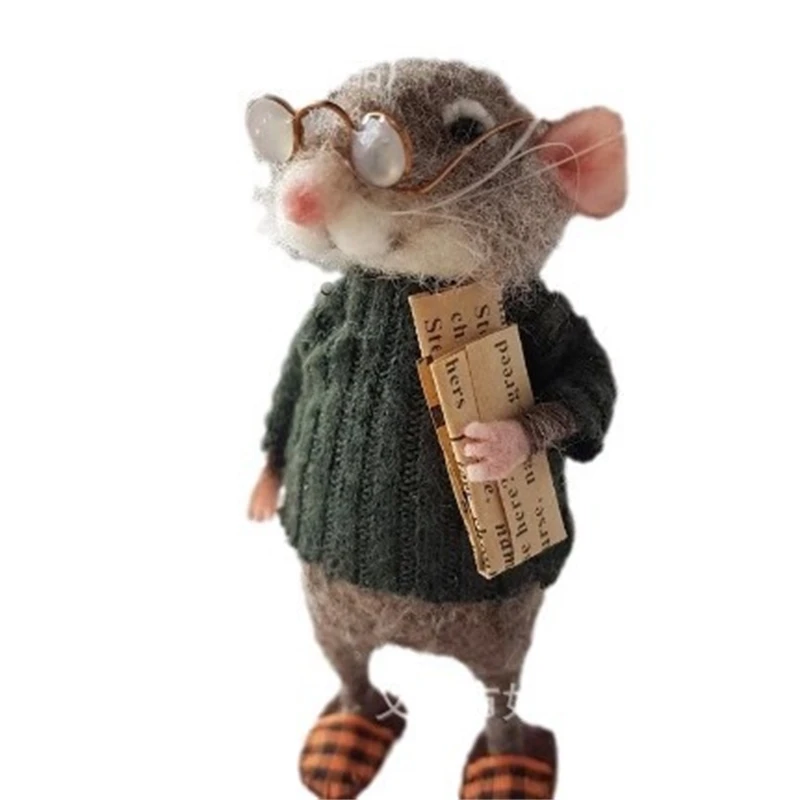 

Мышь, шерстяной фетр ручной работы, рождественская игольная фетровая кукла, зимняя мышь, ремесленное украшение, милый праздничный орнамент ручной работы, подарок на Рождество